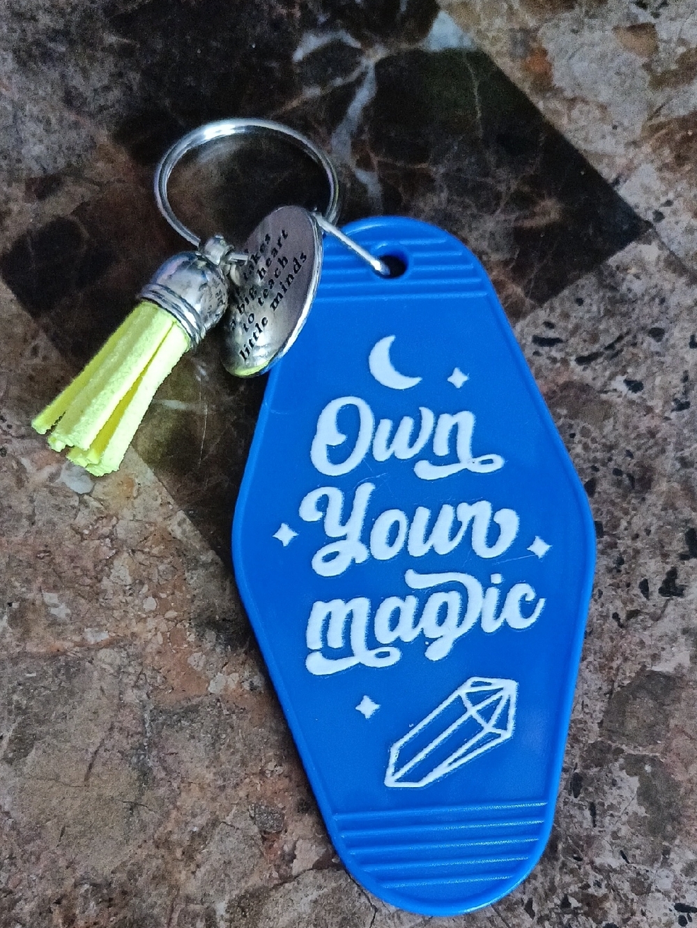 Blue Keychain with Inspirational Quote